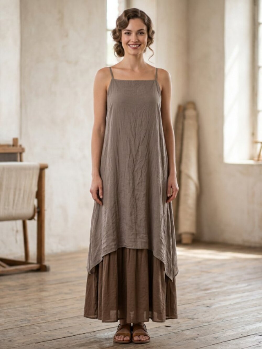 Vtg Aska Paris lagenlook ATW art to wear silk sleeveless maxi dress